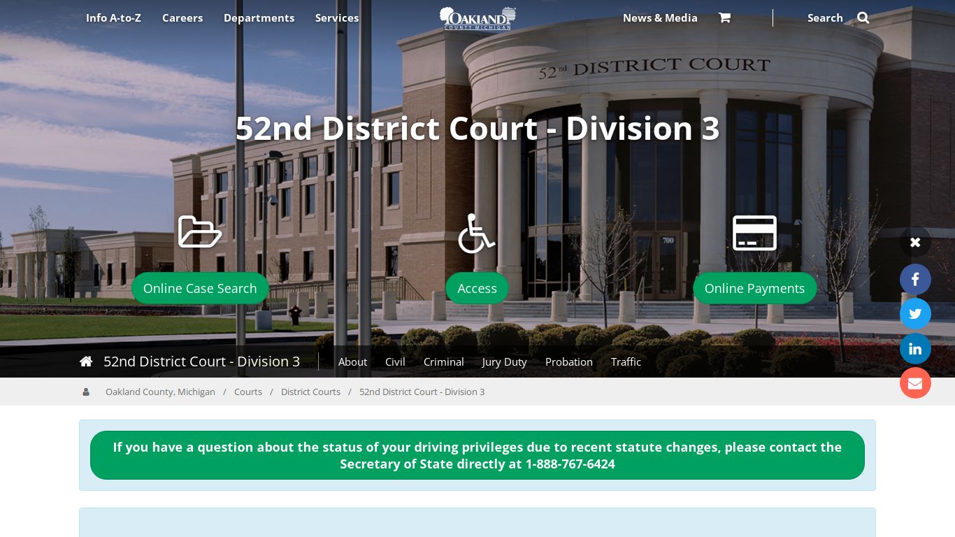 52nd District Court - Division 3 | 52nd District Court - Oakgov